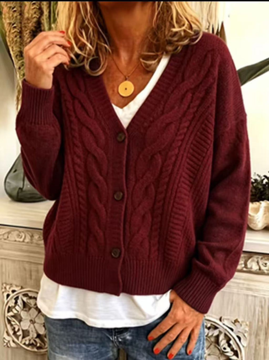 Top retro Fried Dough Twists cardigan coat women