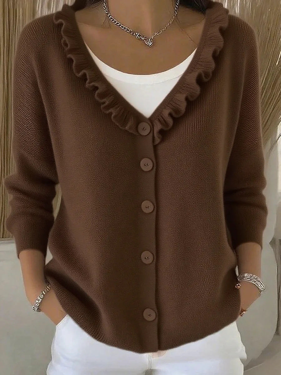 Knitted cardigan casual V-neck sweater jacket for women