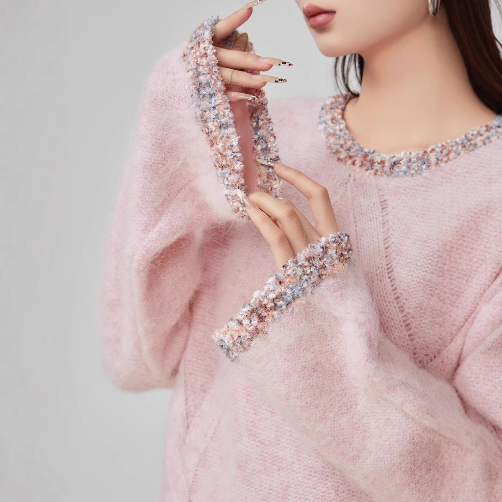 Round neck pullover sweater women's top