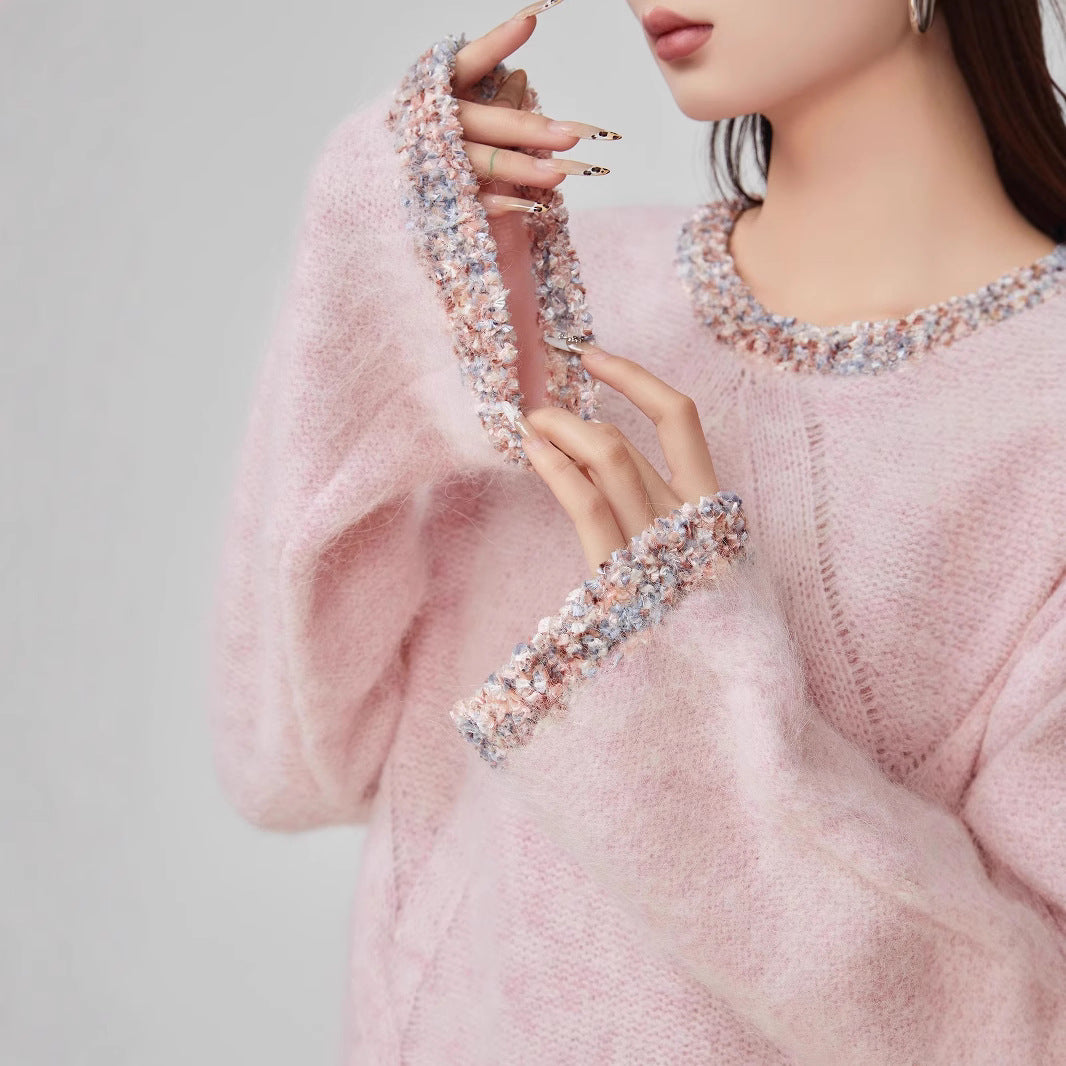 Round neck pullover sweater women's top
