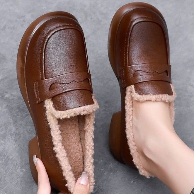 Add cotton loafers thickened women's cotton shoes low heels