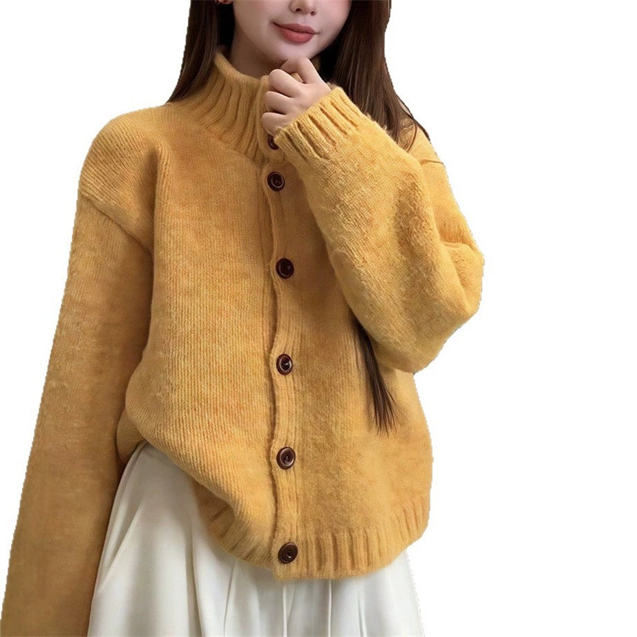 Solid color sweater jacket for women in autumn and winter