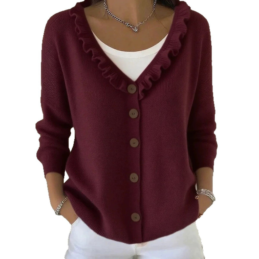 Knitted cardigan casual V-neck sweater jacket for women