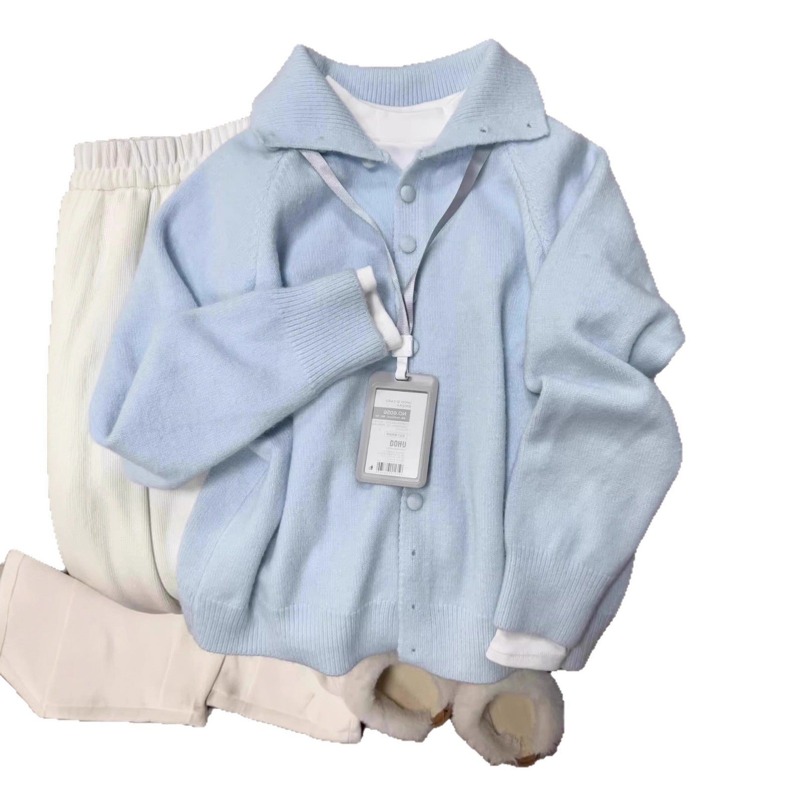 High neck single breasted soft glutinous sweater jacket for women