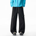 Summer Topstitch Design Quick-Dry Casual Pants, Unisex Straight Loose Fit Outdoor Hiking Windbreaker Trousers