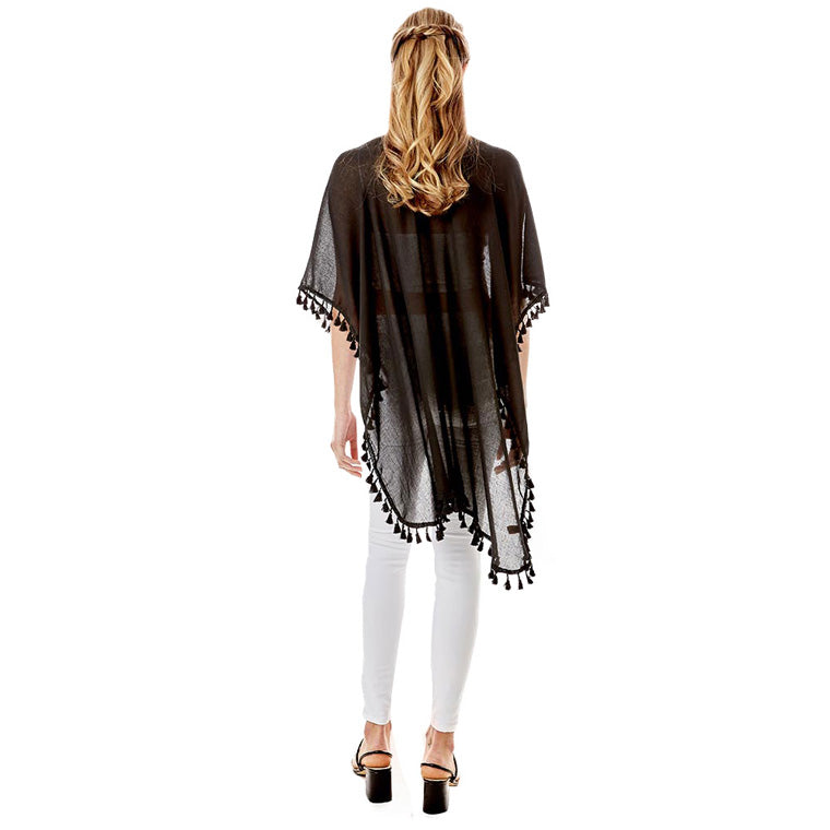 Tassel Trimmed Solid Cover Up