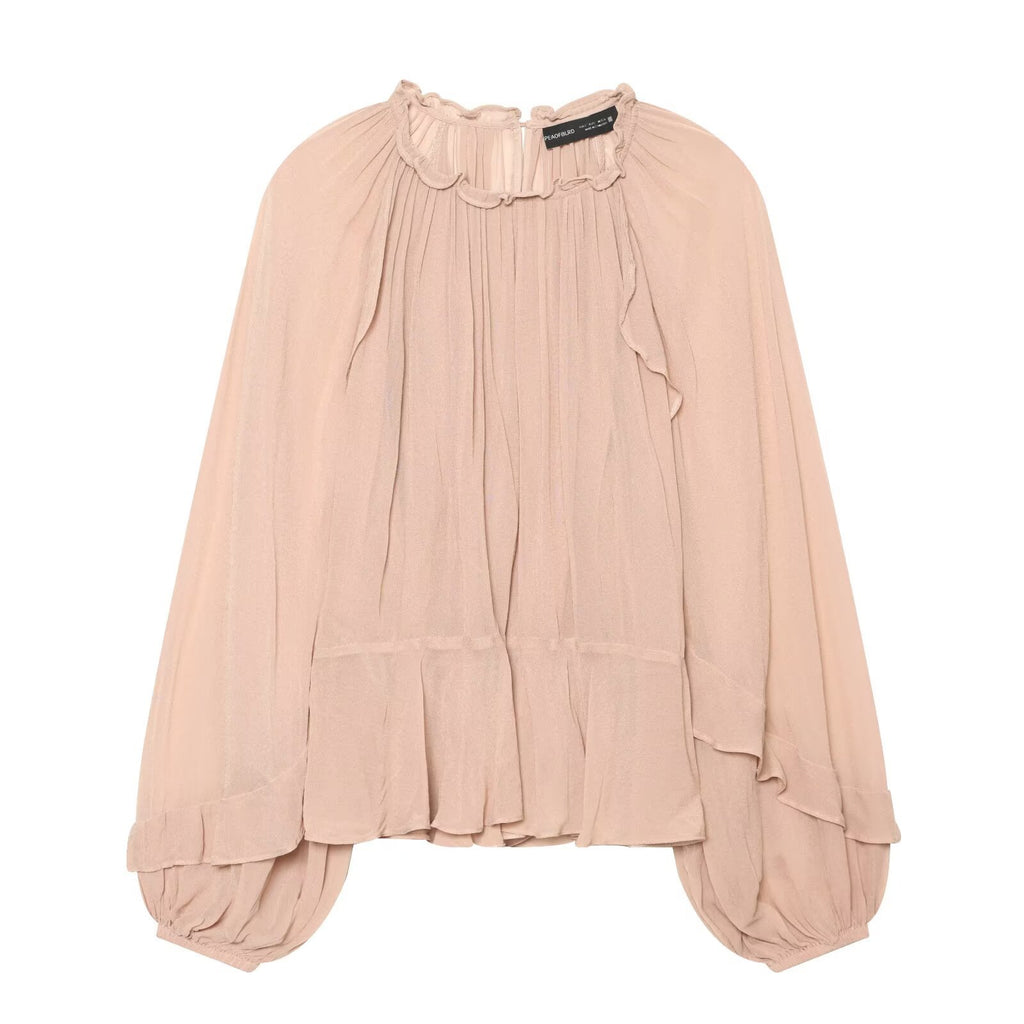 Lantern sleeve loose shirt top