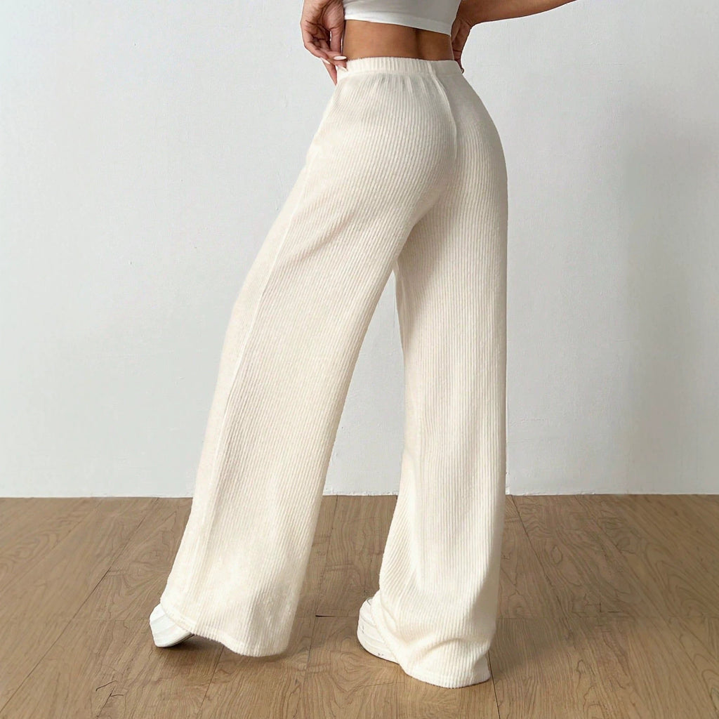 Fashionable Loose Fit Straight Leg Wide Leg Pants for Women, Comfortable Casual Long Trousers, Solid Color, Flowy Fabric, Versatile Style