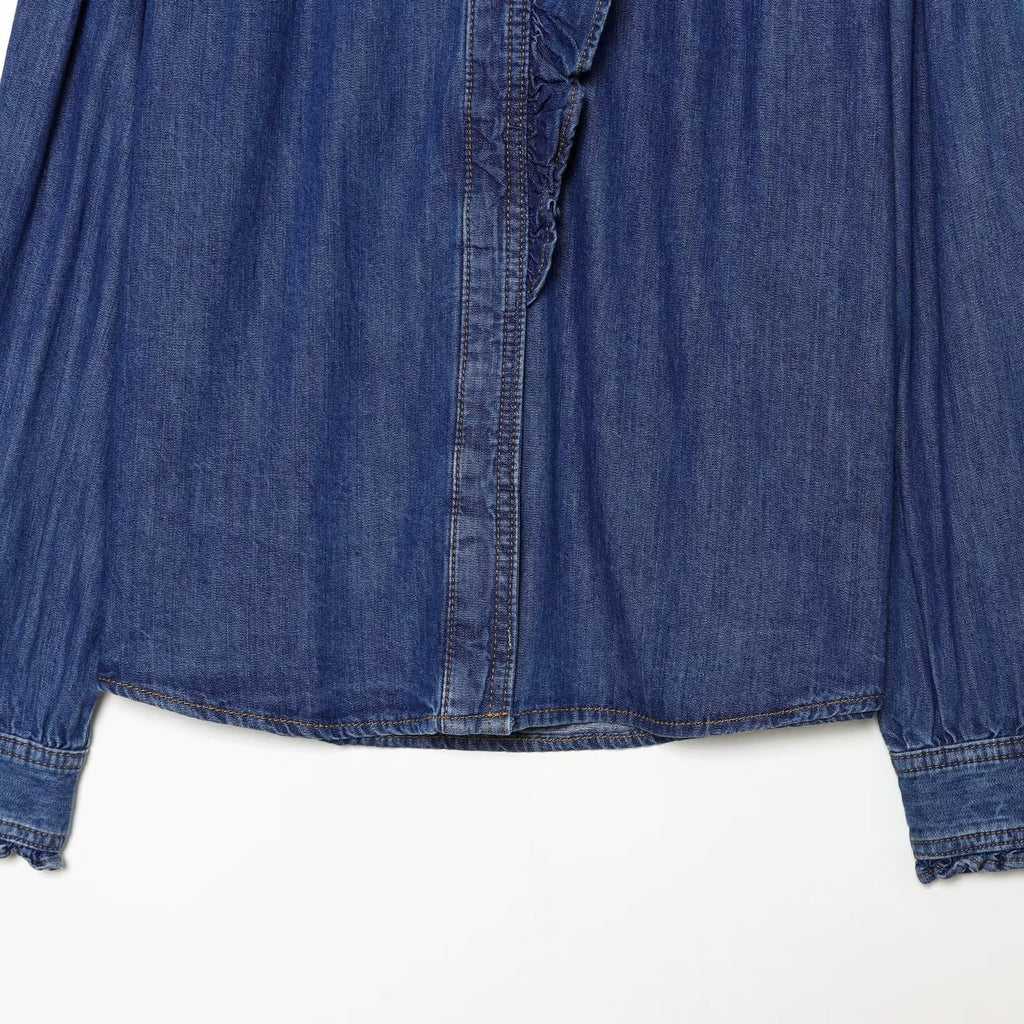 Ruffle denim top shirt