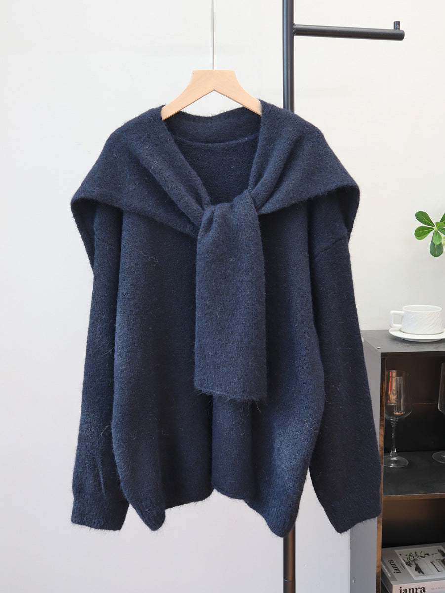 Loose shawl two-piece sweater set