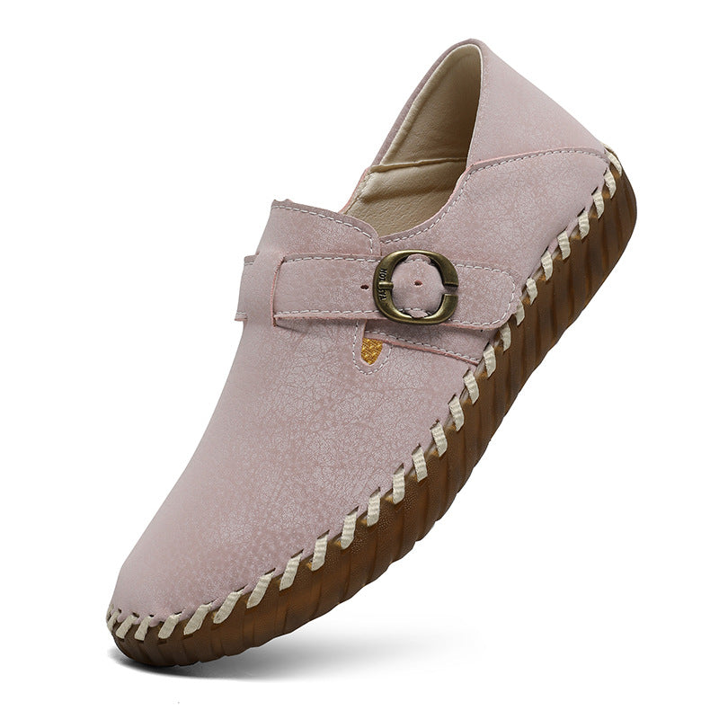 Soft Surface Top Layer Cowhide British Style Birkenstock Single Shoe Stitched Korean Version Comfortable Genuine Leather Women's Shoes