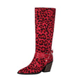 Western Style High Heel Boots for Women, Chunky Heeled, Pointed Toe, Over-the-Knee, Belt Buckle Detail Made to order, ships in 7 days