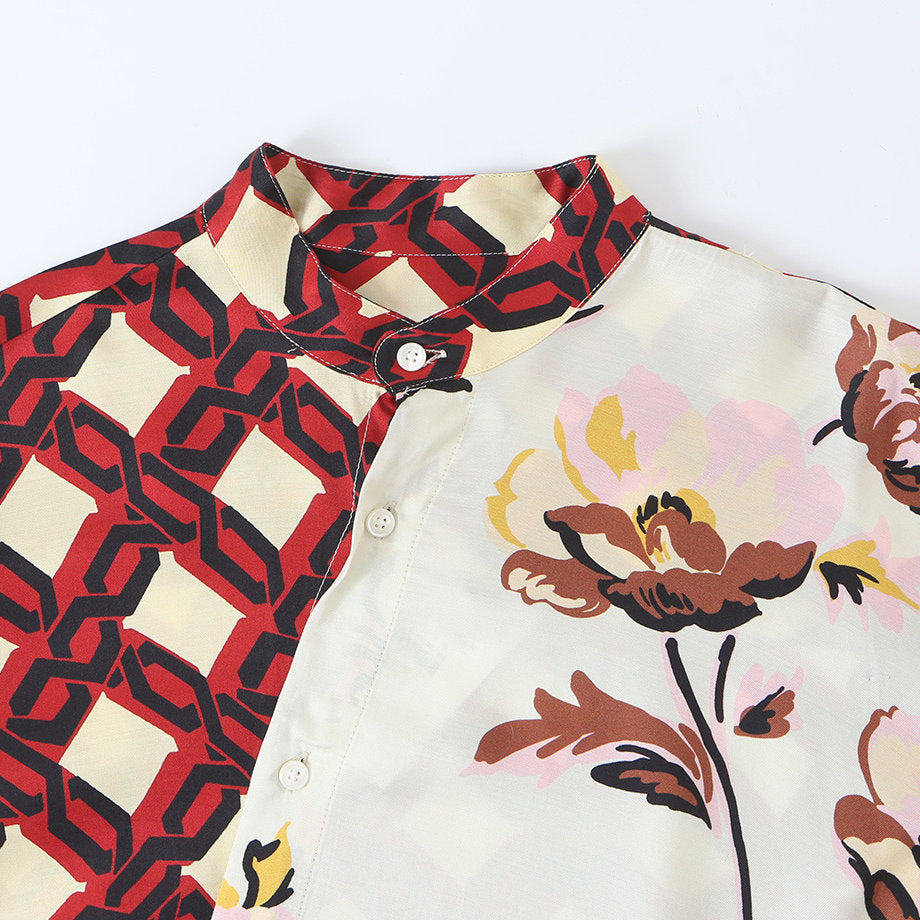 Splicing printed loose shirt