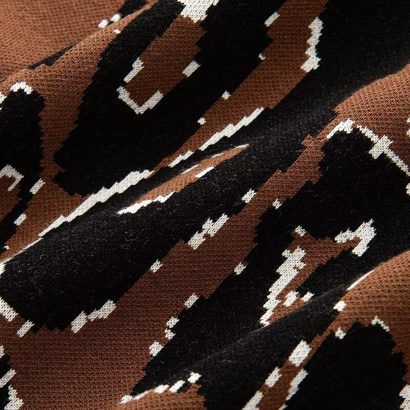 Jacquard high neck leopard print top