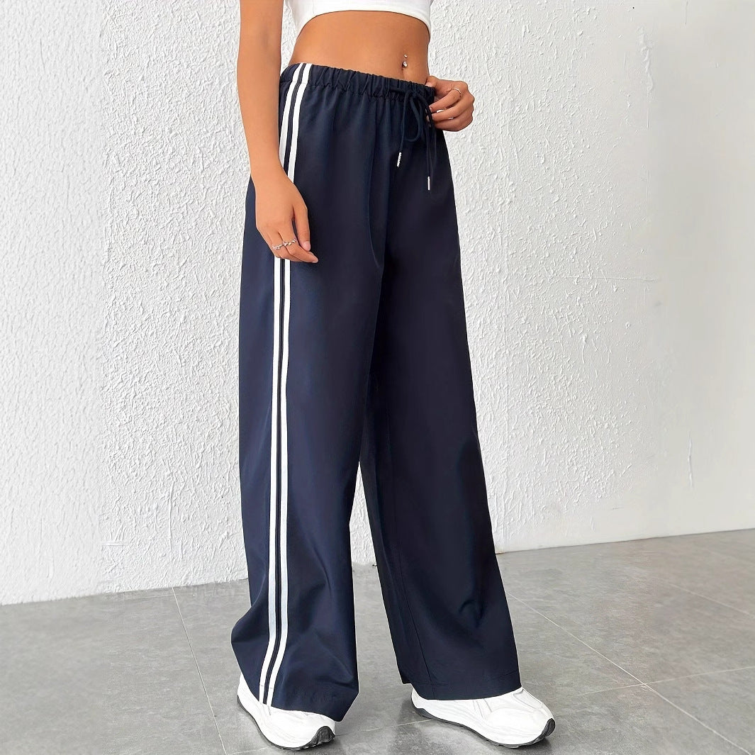 Striped elastic waistband pants