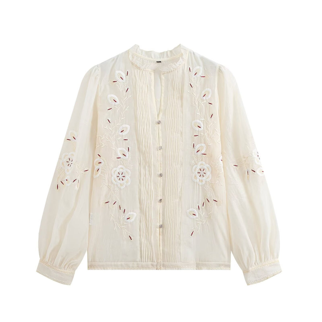 Embroidered long sleeved shirt