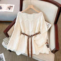 Lace one shoulder pullover knitted sweater for women