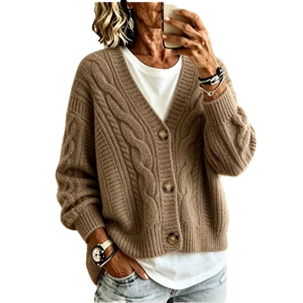 Top retro Fried Dough Twists cardigan coat women