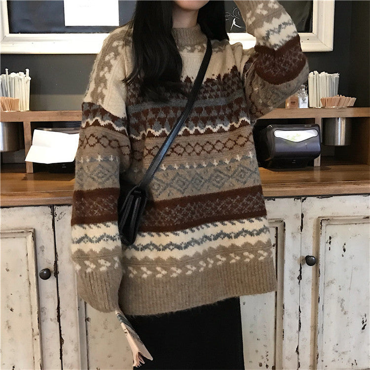 Vintage Fair Island Jacquard Sweater for Women