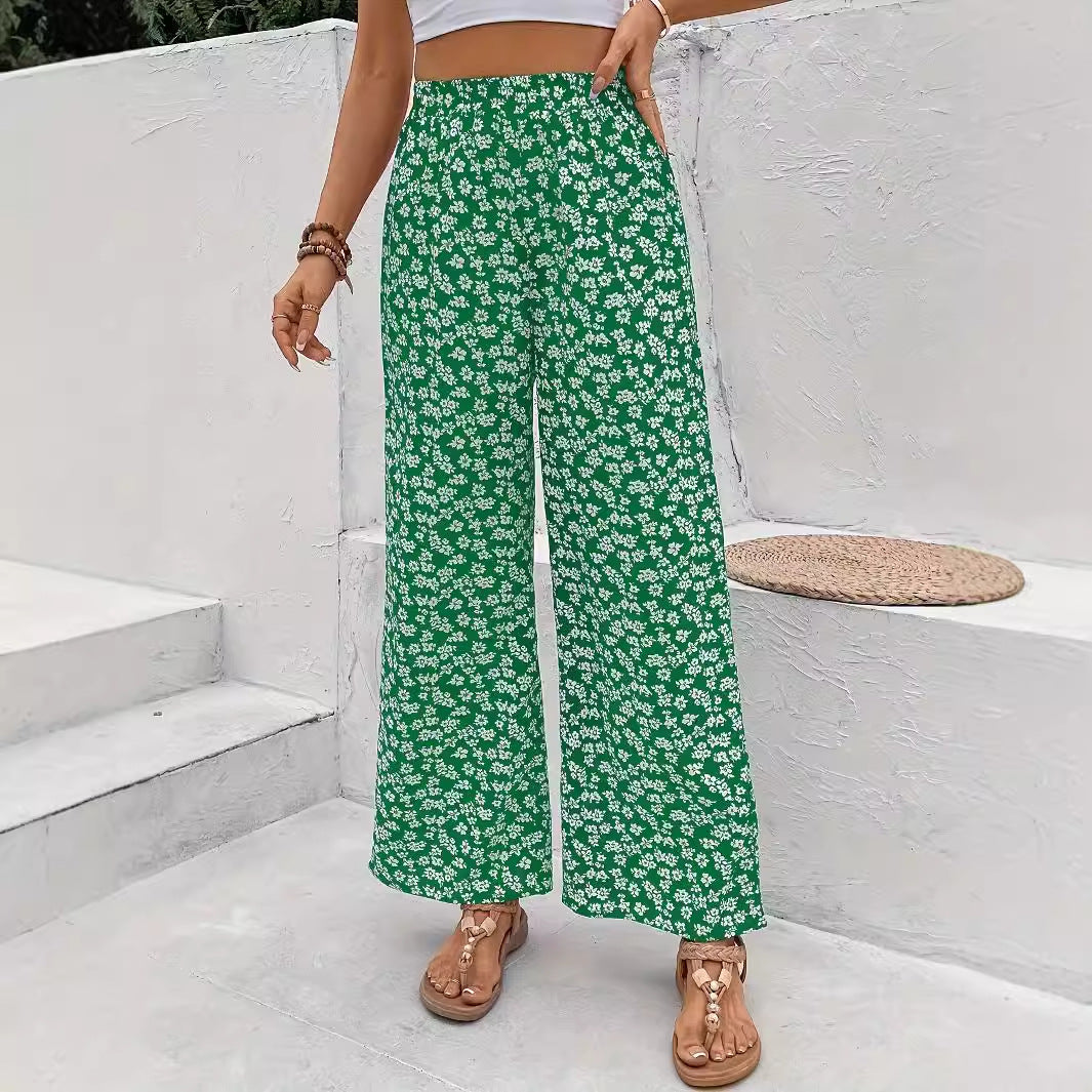 High waisted floral print loose wide leg pants