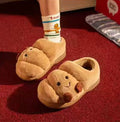 Croissant Cotton Slippers for Women with Covered Heel, Indoor Home Warm Cotton Shoes, Couple Fleece Slippers, Winter Women's Style