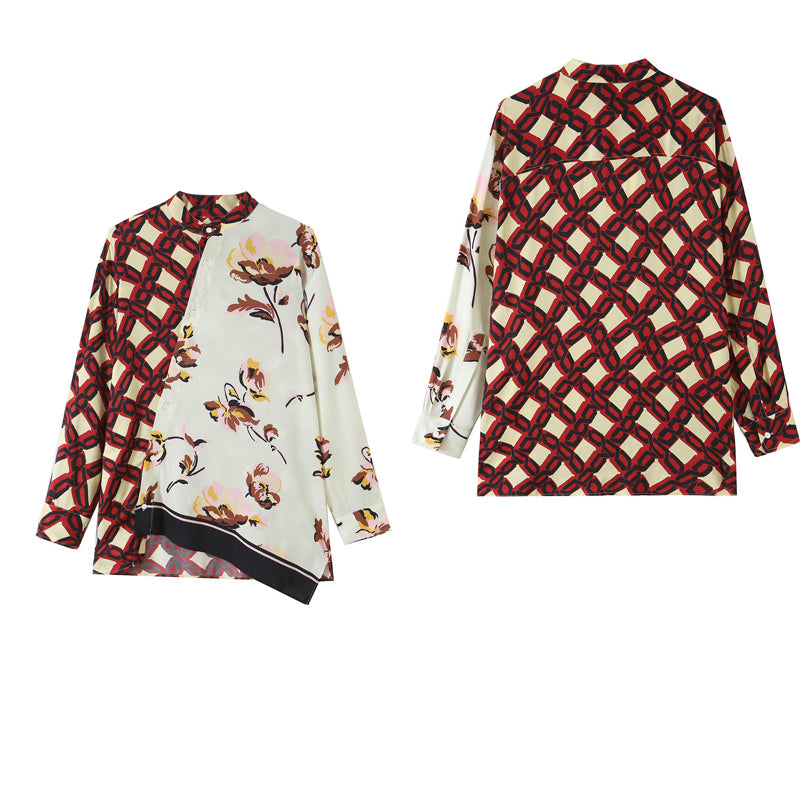 Splicing printed loose shirt