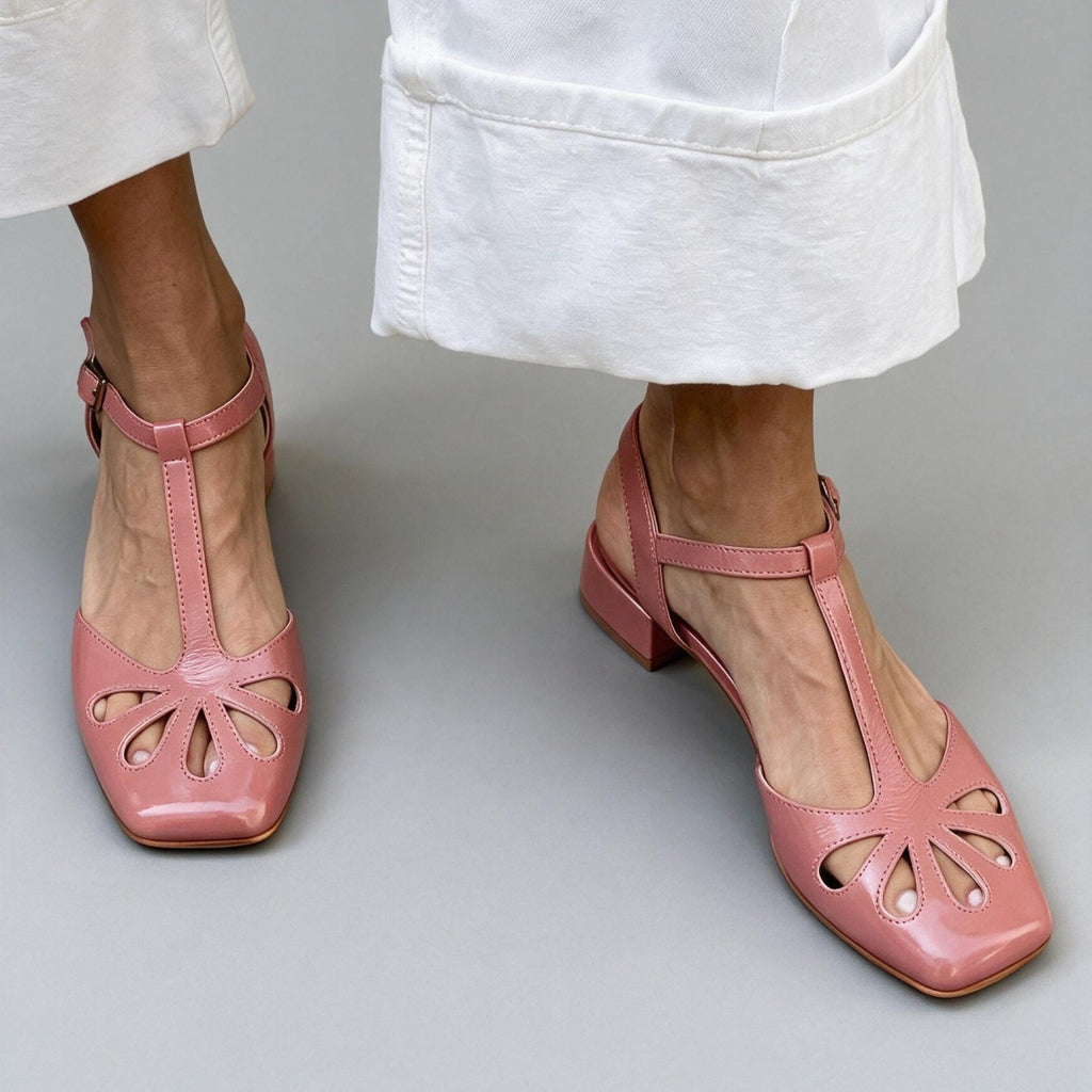 Made to order ships in 3–5 days Retro T-shaped buckle strap Roman hollow sandals for women