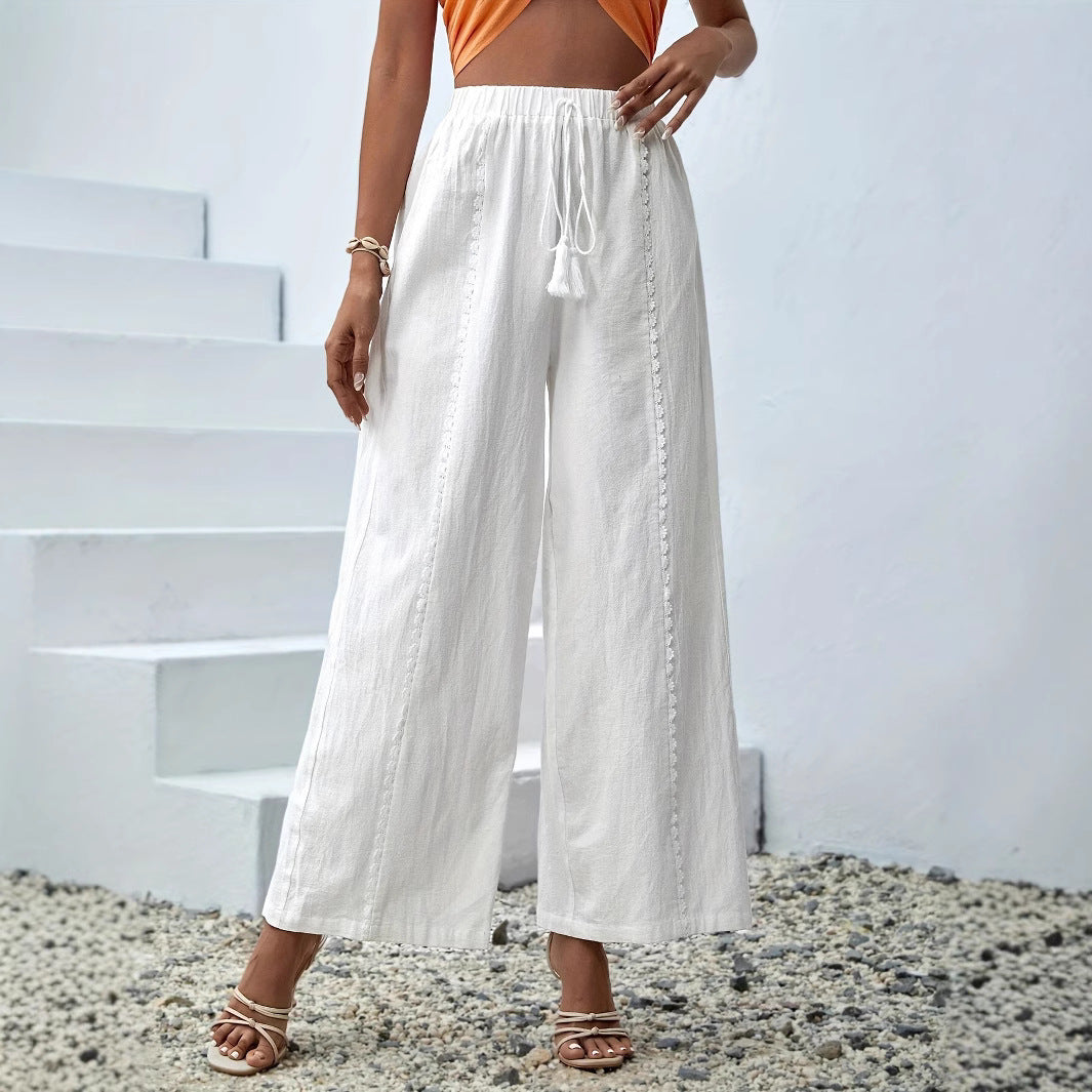 Loose tassel wide leg pants