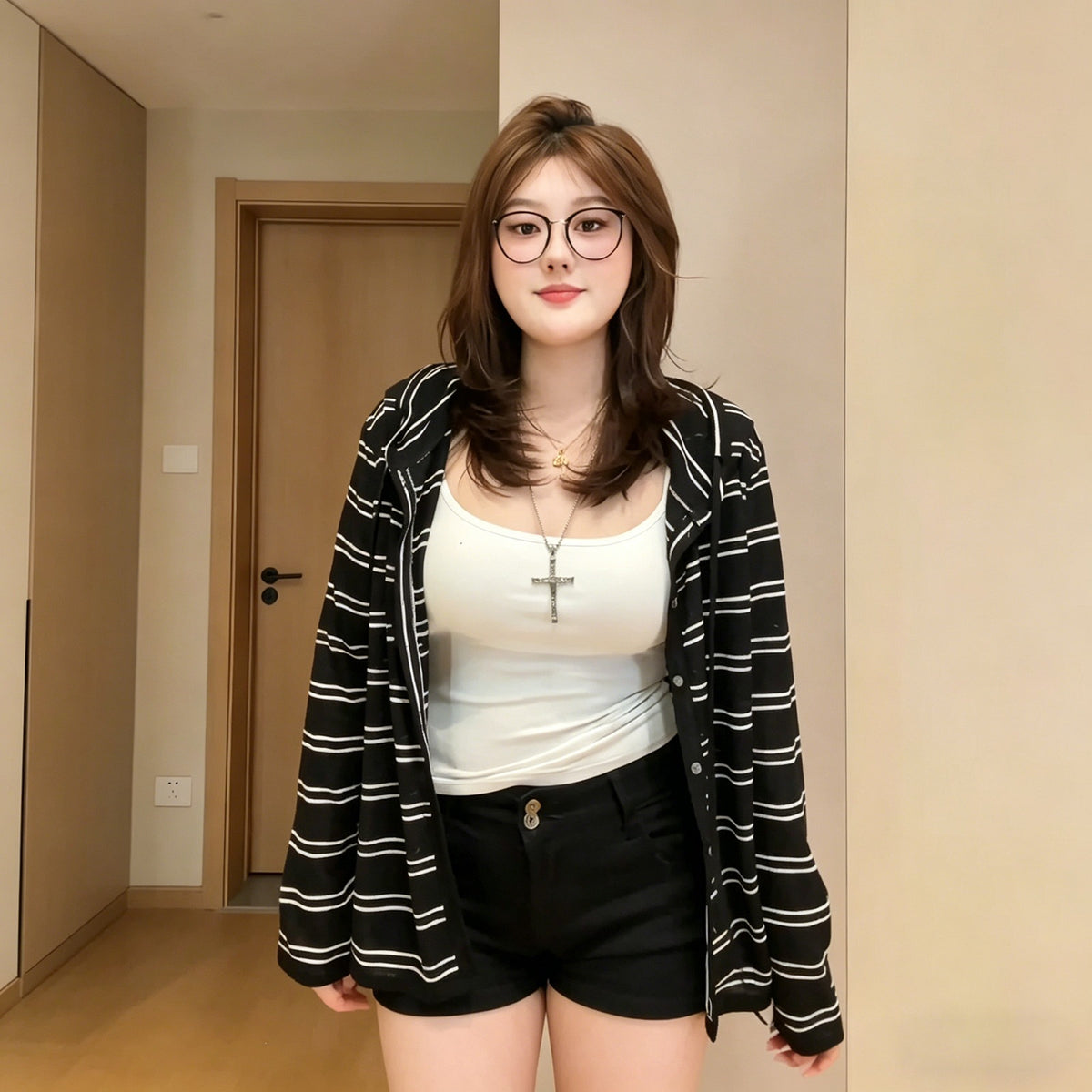 Casual Striped Long Sleeve Hooded Cardigan T-Shirt Lightweight Sun Protection Top