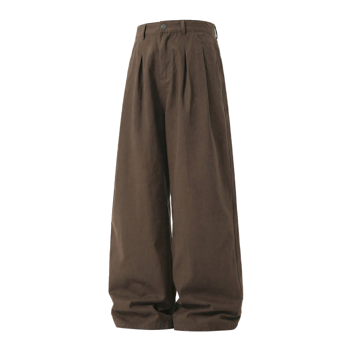 Vintage Simple Versatile Double Pleat Casual Pants for Men Spring Basic Wide Leg Loose Texture Straight Fit Long Trousers