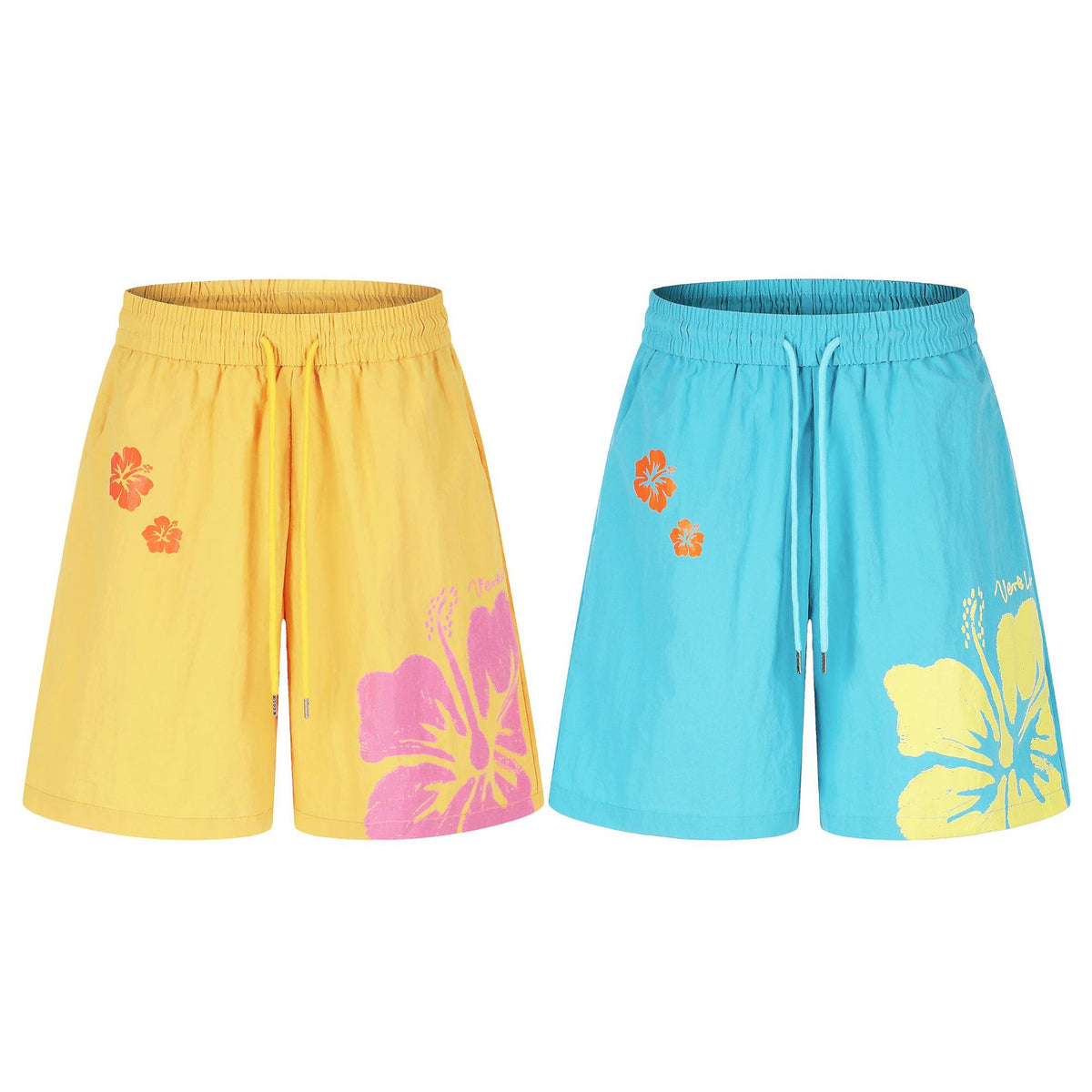 Quick-Dry Beach Shorts Hawaiian Flower Print Loose Five-Point Pants