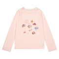 Peach Pink Shoulder Insert Round Neck Long Sleeve Top