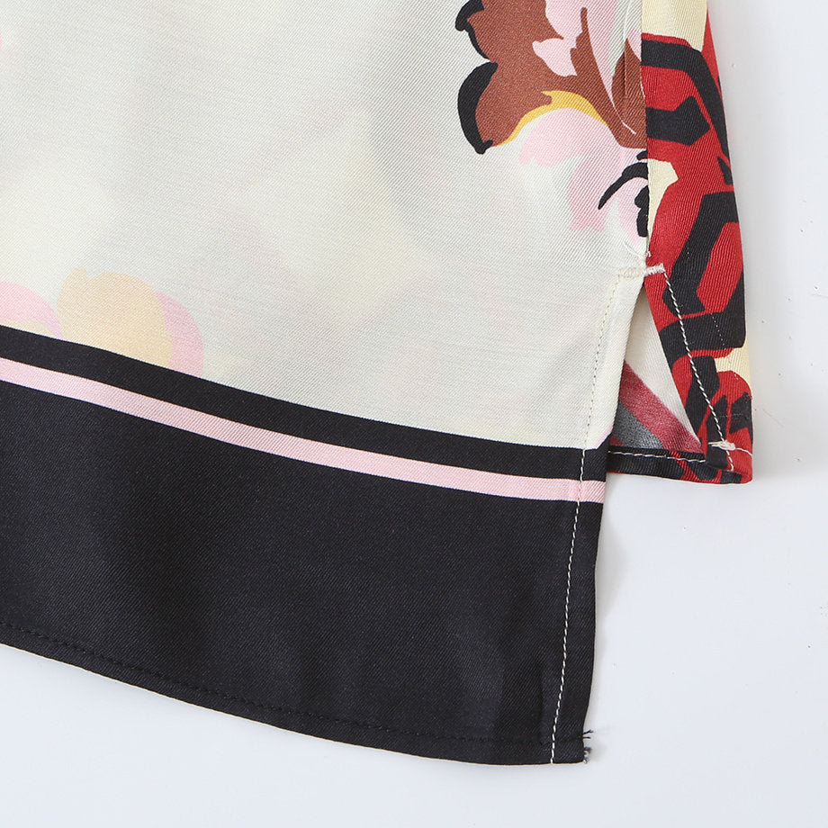 Splicing printed loose shirt