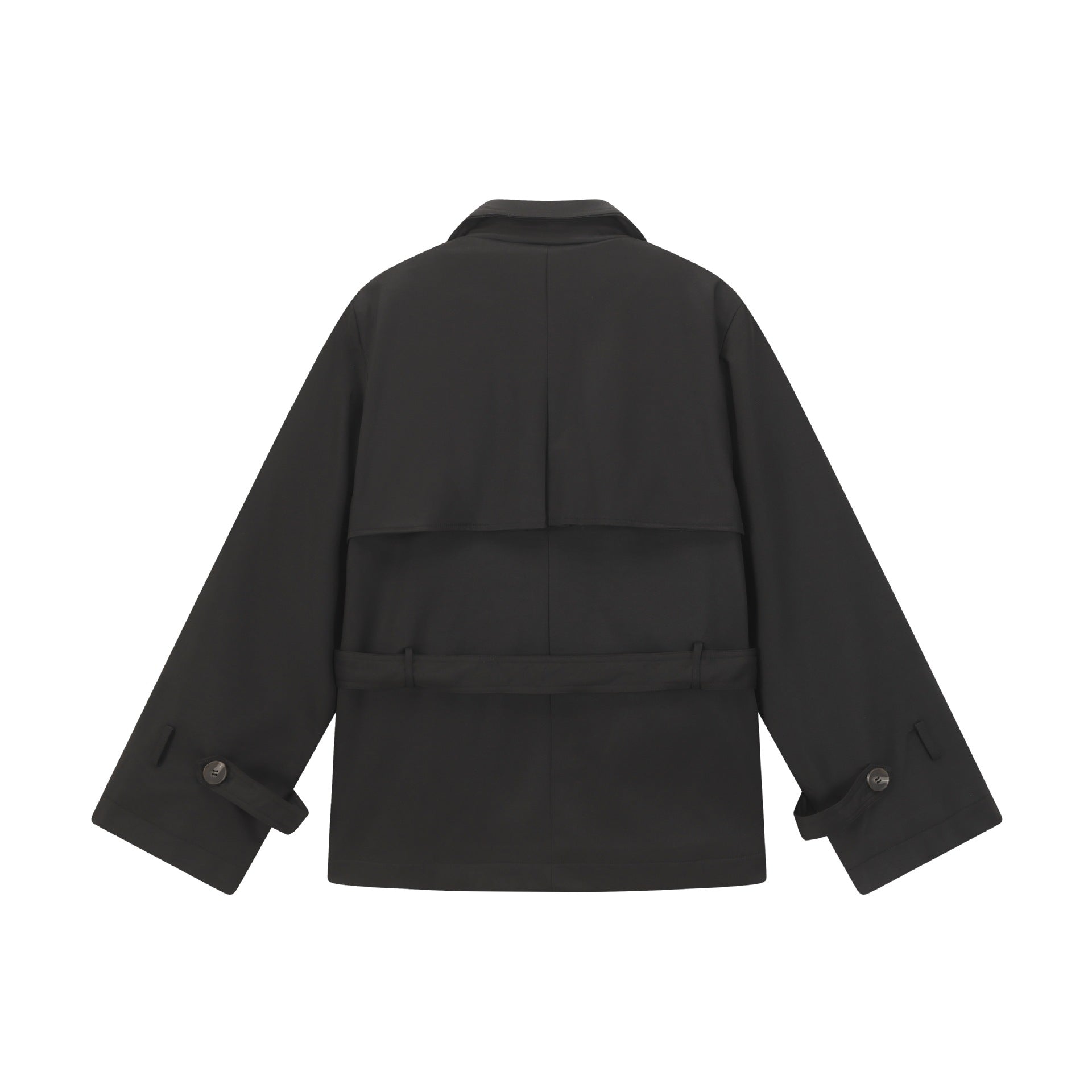 Double-breasted Short Trench Coat Men's Loose Casual Design Turn-down Collar Outerwear