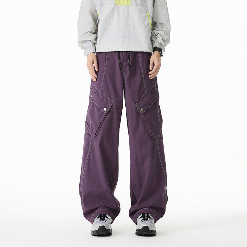 Casual Pants Men Outdoor Waterproof Cargo Pants Loose Fit Versatile Long Pants