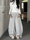 Casual Loose Wide-Leg Sweatpants for Women, Fashion Streetwear Style, Simple and Versatile High-Street Pants