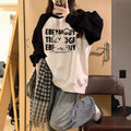 Heavywork Sleeve Lightweight Round Neck Hoodie for Women, Lazy Style Cartoon Print Casual Loose Fit Top for Petite Figures