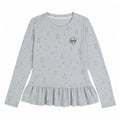 Round neck embroidered waist cinched lotus leaf hem base top
