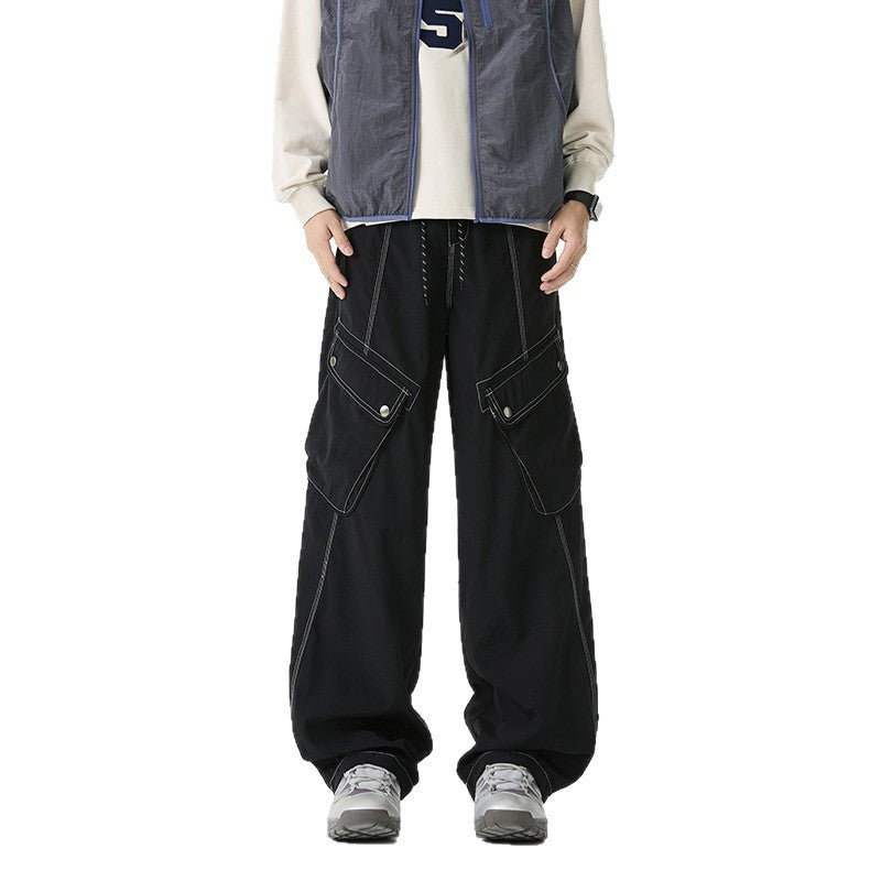 Casual Pants Men Outdoor Waterproof Cargo Pants Loose Fit Versatile Long Pants
