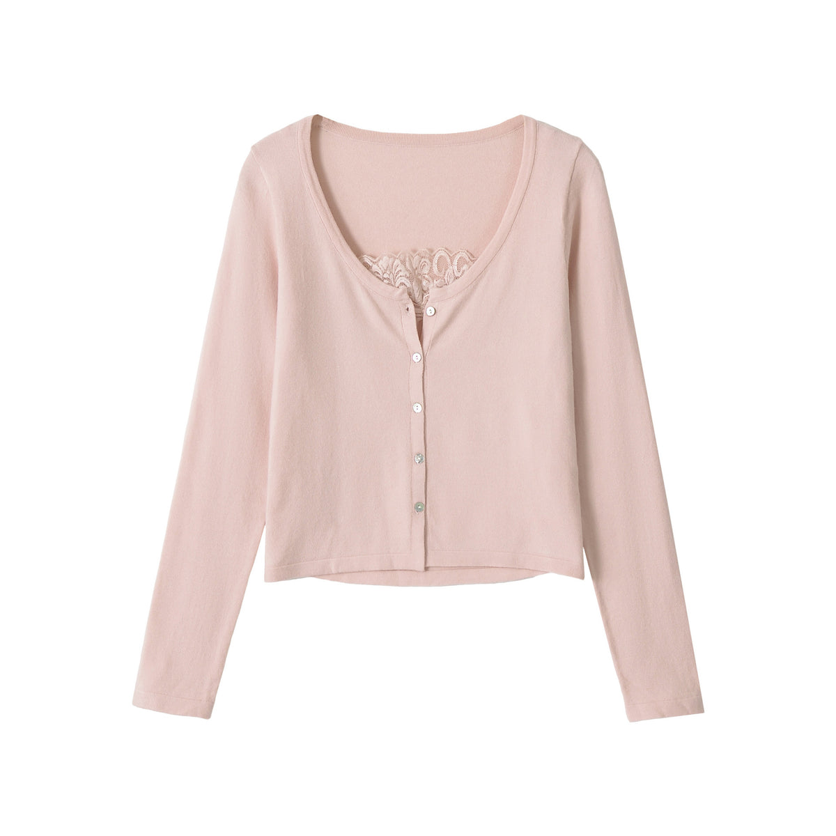 Long sleeved V-neck lace patchwork top