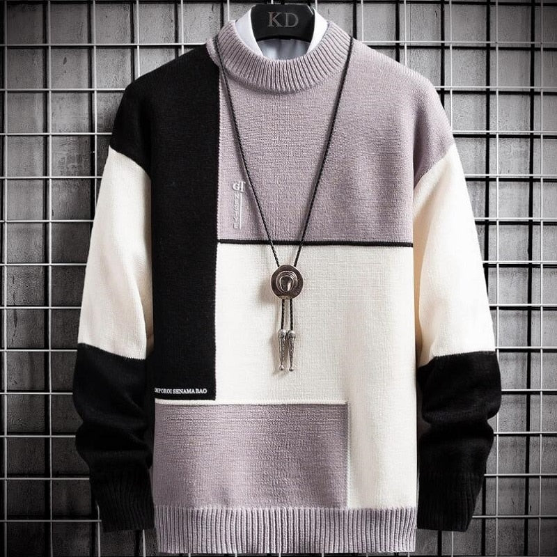 New Winter Cashmere Warm Sweater Men Turtleneck Mens Pullover Patchwork Slim Fit Sweaters Tops Knitted Men's Christmas Jumper