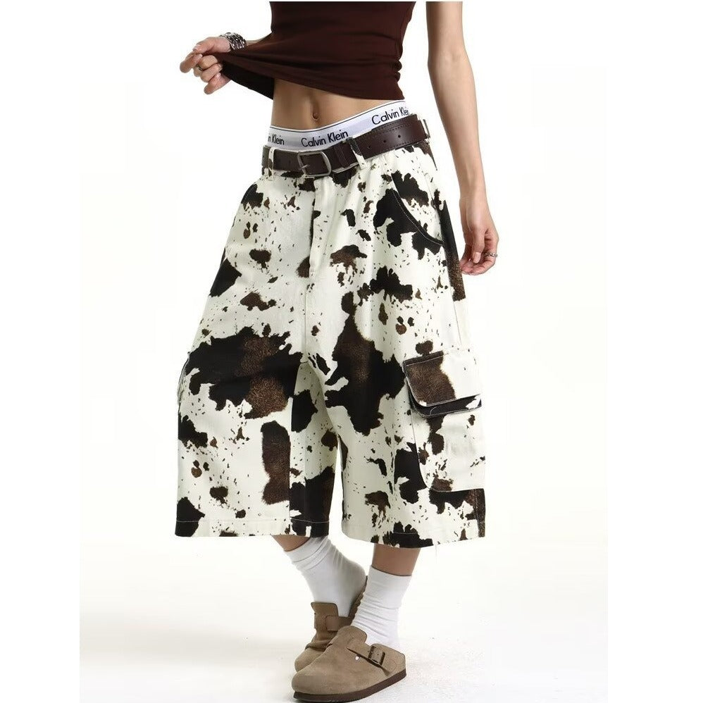 Lazy Loose High-Waisted Wide-Leg Shorts Pants