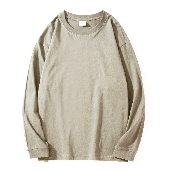 Preppy Style Long Sleeve Crew Neck T-Shirt Women's Oversized Heavyweight Cotton Tee