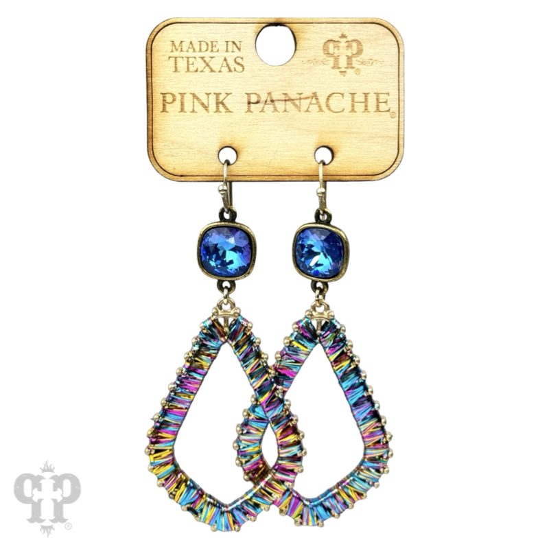 Tinsel wrapped diamond teardrop, Austrian crystal - LC