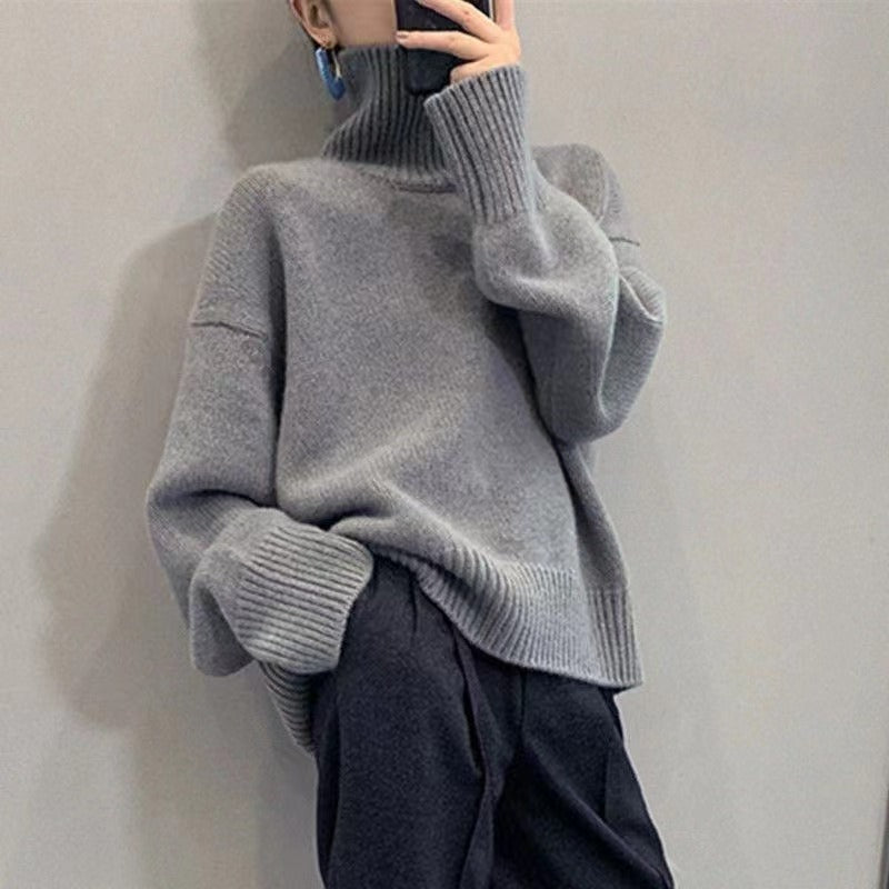 Women's autumn and winter high neck sweater with thickened pullover