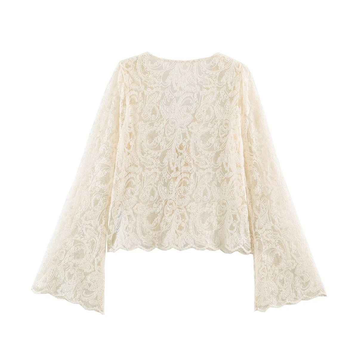 Lace flared sleeve top