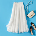Lightweight Elegant Fashion Nine-Part Pants Women's Summer Elastic Waist Casual Silk Wide Leg Pants