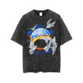 High Street Style Pigeon Earth Print Oversize Loose T Shirt Short Sleeve Fashion Brand Wash Mens T Shirt