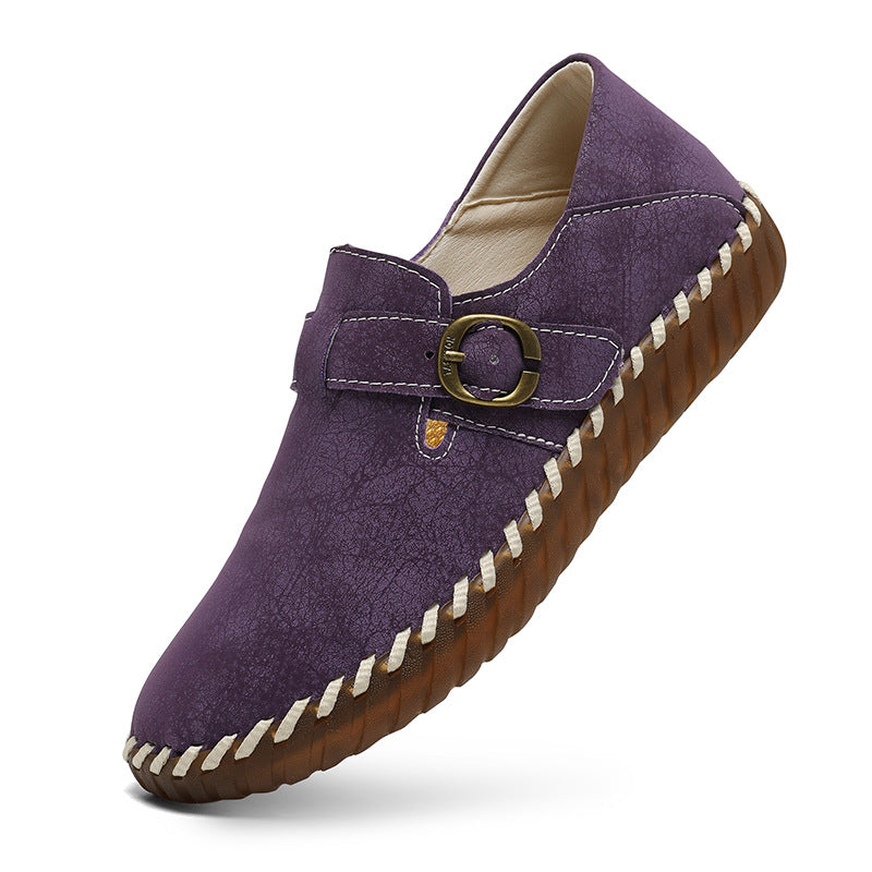 Soft Surface Top Layer Cowhide British Style Birkenstock Single Shoe Stitched Korean Version Comfortable Genuine Leather Women's Shoes