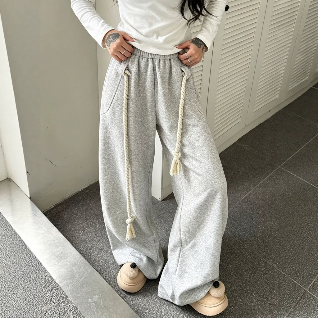 Casual Street Style Women's Loose Wide-Leg Sweatpants Fashionable Spring and Autumn High Street Sporty Pants